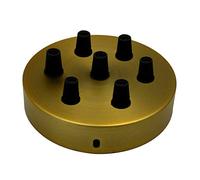 Multi Outlet Ceiling Rose (2-8 Point Available) Multiple Drop for Swag or Pendant Ceiling Light Fitting Vintage Retro ES E27 Braided Flex Lamp Holder (Yellow Brass Point 7)