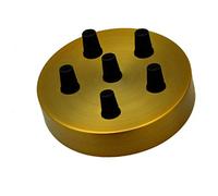 Multi Outlet Ceiling Rose (2-8 Point Available) Multiple Drop for Swag or Pendant Ceiling Light Fitting Vintage Retro ES E27 Braided Flex Lamp Holder (Yellow Brass Point 6)