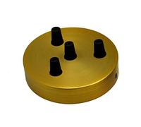 Multi Outlet Ceiling Rose (2-8 point available) Multiple Drop for Swag or Pendant Ceiling Light Fitting Vintage Retro ES E27 Braided Flex Lamp Holder (Yellow Brass Point 4)