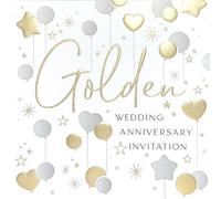 Multi Pack 36 Golden 50th Wedding Anniversary Party Card Invitations & Envelopes