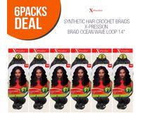 MULTI PACK DEALS! Outre Synthetic Hair Crochet Braids X-Pression Braid Ocean Wave Loop 14" (6-PACK, 1)