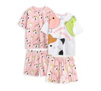 Squishmallows Girls Pink Feelin' Mallow Multi-Pack of 2 Short Sleeve Short Leg Pyjama Sets | Cartoon Sleepwear | Elasticated Waist Shorts | Cute Nightwear for Children - 11-12 Years