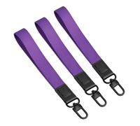 Multi pack of 3 Large Heavy Duty Nylon Identification Key Ring Clip on Handel loops Fob. (Purple)