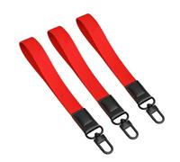 Multi pack of 3 Large Heavy Duty Nylon Identification Key Ring Clip on Handel loops Fob. (Red)