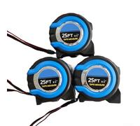 Multi Pack Retractable Tape Measure Set 3x 25ft Long with 1 Inch Wide Flexible Steel Ruler for Home and Workshop Use Featuring Self Locking Design
