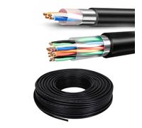 Multi-Pair Telephone Cable Oxygen-Free Copper, Stable Signal Transmission, PE Insulated Black Communication Wire for Building Wiring, Elevator Communication & Telecom Installers(25 FT,10pairs)