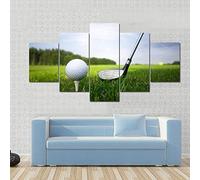 Multi Panel Wall Art 5 Piece Print On Canvas Pictures Hitting, Golf Poster Paintings Art Print Images Modern (Xxl/Without Frame 200 X 100 Cm) Living Room Hotel Restaurant Office Home Decor Poster W
