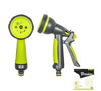 Multi Pattern Garden Hose Spray Gun Adjustable Watering Nozzle Soft Grip Lime