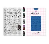Multi-Patterned Nails Stamp Tool With Geometric Lattice & Floral Designs Steel Stamping Plate For Manicures Checkered Stripes Nail Mold