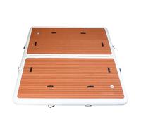 Multi-Person Inflatable Floating Dock Mat 8x8ft Non-Slip Water Mat with Rope Ladder & Storage Bag for Lake Pool Boat Island Fun Perfect for Summer Activities
