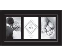 Multi Photo Frame for 3 Photos - Wall Mount 3 Aperture Picture Frame 4''x 6'' Collage Aperture Decor Memories Photo Frame - Black