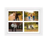 Multi Photo Frames 4" x 6" with Wall Mount 4 Aperture Collage Picture Frame with Glass Front for Home Office Wall Decor Gifts (White)