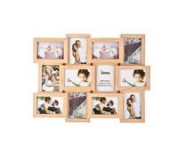 ARPAN Multi Aperture Picture Wooden Photo Frame Holds 12 x 6 x4 Photos, Collage Picture Wall-Mounted Frame (Natural)