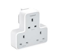 Multi Plug Extension Socket, TESSAN 3 Way Plug Adapter UK, Non Blocking Triple Socket Extensions, Multiplug Power Extender with 3 Electrical Outlets for Home, Office, School Supplies