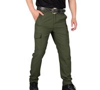 Multi Pocket Cargo Combat Men's Work Trousers - Mens Work Pants Outdoor Waterproof Hiking Pants - Lightweight Classic Cargo Workwear Trousers,Green,M,u2289k