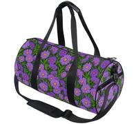 Multi Pocket Storage Workout Shoulder Bag for Men Women | Tear Proof Textile, Workout Fitness, Vibrant Purple Floral Repeat
