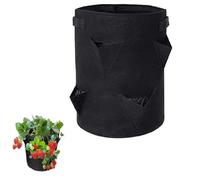 Multi-Pocket Strawberry Planting Bag Felt Herb Bag Herbal Plant Grow Bag Permeable Breathable Indoor Outdoor Gardening Tomatoes Garlic Onions Beans Flowers Black