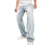 Multi-Pockets Washed Baggy Jeans Men Solid Colour Spring Autumn Lightweight High Waist Wide Leg Y2K Stretch Jeans Teen Classic Retro Fashion Causal Boys' Regular Straight-Fit Jean Sky Blue