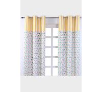 Multi Polka Dots Ready Made Eyelet Curtain Pair Homescapes Yellow 140cm width x 183cm drop