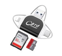 Multi-Port 4 in1 Universal SD TF Card Reader, SD/Micro SD Card Reader, Micro USB SD Card Adapter, USB 3.0 External Memory Card Readers, Micro SD Card Camera Memory Card Reader (Black)