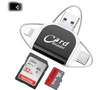 Multi-Port 4 in1 Universal SD TF Card Reader,Usb C Sd Tf Memory Card Reader,4 In1 Card Reader,Lightning Sd Card Reader,Sd Card USB Adapter,Multifunctional TF Memory Card Reader (Black)