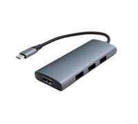 Multi-Port Laptop Hub, 7-in-1 Type-C Docking Station Adapter With HDMI-Port SD-Card Reader Data Transfer Power Delivery Aluminum Shell