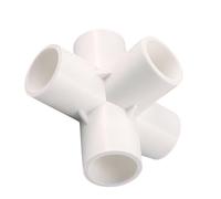 Multi Port PVC Pipe Connector 3D Tee Cross Five Way Fitting Adapter for Water Pipe Installation Irrigation System Socket Type Five-Connections 20mm
