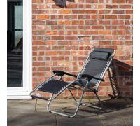 Samuel Alexander Multi Position Garden Zero Gravity Relaxer Chair Sun Lounger in Black & Silver, Black