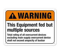 Multi Power Source Equipment ANSI Warning, Safety Informational Print Tin Sign, for Workplace, 8x12 Inch