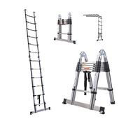 Multi-Purpose 3.8m Telescopic Stainless Steel Ladder Extension - Multi-Use for Roof Work, Decorating, Painting