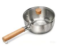 Multi-Purpose 304 Stainless Steel Saucepan, ANKROYU 20cm Non-Stick Pot with 5 Internal Measuring Marks, Induction Compatible, Oven Safe, Glass Lid & Cool Grip Handle