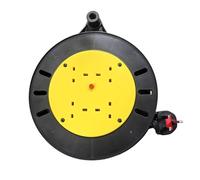 Multi-Purpose 4 Way 10m Extension Lead Reel, 13A Thermal Cut Out, High Visibility Yellow 3 Core Copper Cable, Retractable Design for DIY Workshop Garden Outdoor Indoor Use