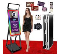 Multi-Purpose 40" Magic Mirror Dslr Photo Booth with Ring Lighting & Flight Case and 21.5'' Touch Screen Selfie Photobooth Machine with Camera for Parties (Black,with Camera)