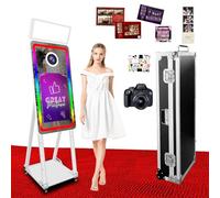 Multi-Purpose 40" Magic Mirror Dslr Photo Booth with Ring Lighting & Flight Case and 21.5'' Touch Screen Selfie Photobooth Machine with Camera for Parties (White,with Camera)
