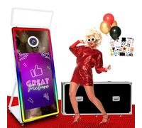 Multi-Purpose 65" Magic Mirror Photo Booth,43'' Touch Screen Selfie Photobooth Machine for Sharing,Wedding and Birthday (White,43Inch)