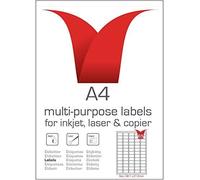 Multi-Purpose A4 White Self-Adhesive Labels - Die Cut 38.1 x 21.2mm - 65 Labels per Sheet - 100 Sheets per box/6500 Labels per Pack