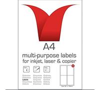 Multi-Purpose A4 White Self-Adhesive Labels - Die Cut, 99.1 x 139mm, 4 Labels per Sheet, 100 Sheets per Box