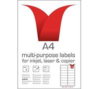 Multi-Purpose A4 White Self-Adhesive Labels - Die Cut 99.1 x 34mm - 16 Labels per Sheet - 100 Sheets per box/1600 Labels per Pack