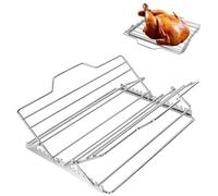 Multi-Purpose Adjustable Roasting Rack Turkey Roaster Set - Complete with V-Shaped Foldable Rack for Turkey and Whole Chicken Cooking