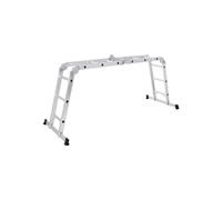 SONGMICS 3.5 m Ladder, Multi-Purpose Aluminium Ladder with 2 Metal Plates and 12 Steps, Articulated, Holds up to 150 kg, Silver GLT36M