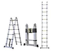 Multi-Purpose Aluminium Telescopic Ladder 3.8M, Portable & Foldable Extension Extend Ladder, 3.8 Metre A-Frame
