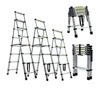 Multi-Purpose Aluminum Alloy 5+6 Steps 5.34FT Ladder, Foldable Telescopic Ladder, Herringbone Ladder, Portable Telescopic Extension Ladder, More Stable and Safer, with EN131 Certified (1.7M-2M)