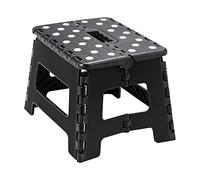Multi-Purpose Anti-Slip Folding Plastic Step Stool, 9 inch 22cm Height Compact Foldable Stool For Kids & Adults, Kitchen Garden Bathroom Collapsible Stepping Stool (Black)
