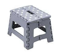 Multi-Purpose Anti-Slip Folding Plastic Step Stool, 9 inch 22cm Height Compact Foldable Stool For Kids & Adults, Kitchen Garden Bathroom Collapsible Stepping Stool (Grey)