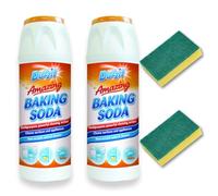 Multi-Purpose Baking soda for Household Cleaner,Bicarb white vinegar cleaning baking powder for mattress cleaner stain remover powerful baking soda for cleaning Eco Non-Scratch Sponges Bundle -2x500g