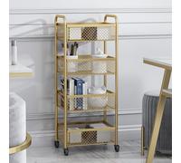 Multi-Purpose Bathroom Trolley Cart 3/4 Tier Metal Rolling with Casters & Handle Ideal for Kitchen Spa and Home Storage (Color: den-4Layer)