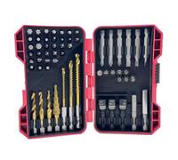 Multi Purpose Bit Assortment | 58 Piece Driver Tap Socket Collection with Step Reamer, 1 / 4 Inch Holder Fit, Molded Storage Case for Routine