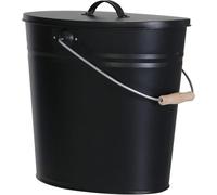 Multi-Purpose Bucket, Galvanised, Ash Bucket with Lid -Handy Fireplace Companion for Carrying Hot Embers and Ashes - Various Sizes / Colours Available, black