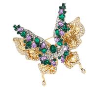 Multi-purpose butterfly brooch with crystal rhinestones, double wing structure, easy clip attachment for various clothes, double layer butterfly badge in, Einheitsgröße, As described