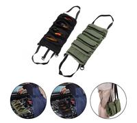 Multi-Purpose Canvas Tool Roll Up Bag with 5 Pockets, Heavy-Duty Oxford Cloth Hanging Organiser for Wrenches, Screwdrivers, Pliers, Garden(Black)